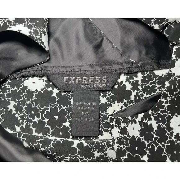 Y2K Express Floral sleeveless dress size 5/6 Black And White Knee Length - Picture 11 of 12